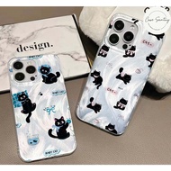 Cute Black Cat motif Aesthetic Softcase for iphone 7 8 X XR XS 11 12 13 14 15 PRO PROMAX PLUS 772 77