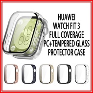 Huawei Watch Fit 3 Tempered Glass + Hard PC Protector Casing Huawei Watch FIT3 Full coverage Protect