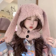 KAREN Plush Bomber Hats, Ear Protection Warm Balaclava Caps, Long Ears Winter Autumn Hats