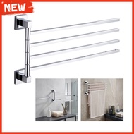 【NEW】Space-Saving 4-Arm Stainless Steel Swivel Towel Bar: Elegant & Hygienic Design