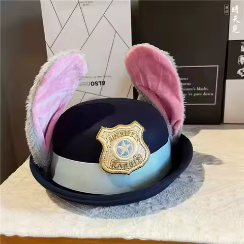Disney Anime Zootopia Judy Hopps Rabbit Halloween Cosplay Costume Accessories Hat Cartoon Lovely Orn