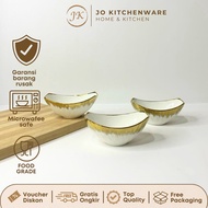 SET OF 3 PCS Mini Oval Lotus Gold Ceramic Bowls Premium Unique Luxurious europeanstyleELEGAN JJ463 J