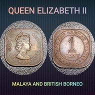 JL Antiques Malaysia Banknote Coin Queen Elizabeth II 1 cent Malaya and British Borneo 1956 57 58 61