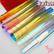 SEION Iridescent Film, Candy Color Transparent Rainbow Film Vinyl, DIY Shiny 20*95CM Tarpaulin Bow E