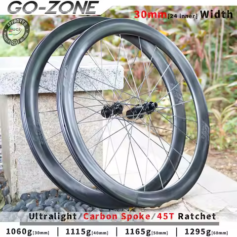 1060g Super Light 700c Carbon Spoke Wheels Disc Brake 45T Ratchet Gozone R280C Paintless UCI 30mm Ro