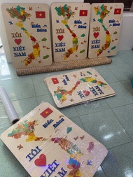 Bản đồ gỗ rời 34 tỉnh thành lắp ghép kích thước 80x60