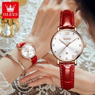 OLEVS Jam Tangan Perempuan Wanita Original Waterproof Leather Quartz Watch Women Ladies