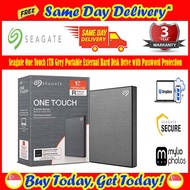 [Free Same Day Delivery*]Seagate One Touch 1TB Grey Portable External Hard Disk Drive with Password Protection STKY1000404.(*Order Before 2pm on working day, will deliver the same day, Order after 2pm, will deliver next working day.)