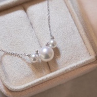 日本 Akoya 珍珠項鍊 18k金鑲鑽 天然鑽石 項鍊