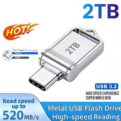 New Mini Type‑C USB Flash Drive USB 3.2 High‑Speed 2TB 1TB 512GB Large Capacity Metal USB Flash Driv