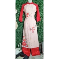 4-panel silk ao dai set with pants size S