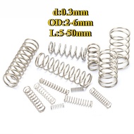 pressure spring SUS304 stainless steel compression spring d0.3mm OD2-6mm length 5-50mm【HJC-WDY6】