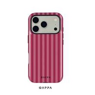 1 ชิ้น เคสโทรศัพท์ลายทางสีชมพูและเบอร์กันดีสำหรับ Phone 17 Pro Max, เหมาะสำหรับ Phone 16 Pro Max, 15