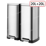 20L+20L 2格方形 環保分類垃圾桶 不鏽鋼垃圾桶 靜音緩降