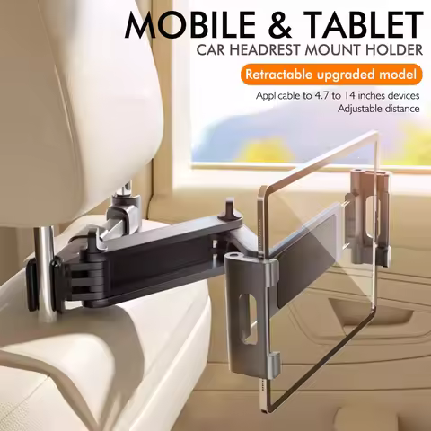 Foldable Car Phone Holder Back Seat Tablet Mount for Children 360-Degree Headrest Tablet Support for