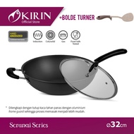 Kirin Serunai Induction Wok 32cm Anti-Scratch Glass Lid Teflon Pan 32 cm Induction Wok Electric Stov