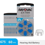60Pcs Hearing Aid Batteries Size 675 A675 675a PR44 DA675 E675 Rayovac Extra Zinc Air Button Battery