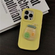 Suitable for IPhone 11 12 Pro Max X XR XS Max SE 7 Plus 8 Plus IPhone 13 Pro Max IPhone 14 Pro Max Yellow Colour Phone Case with Lemon Tea Drink Accessories New Design
