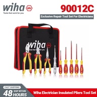 Wiha 90012C Pliers Tool Set for Eletrician Insulated Long Nose Pliers Screwdriver Set with Bag