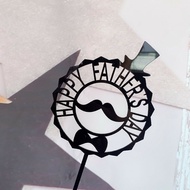 Happy Fathers Day Cake Topper Arcylic Cake Decoration Black Accessory for cake bouquet gift box