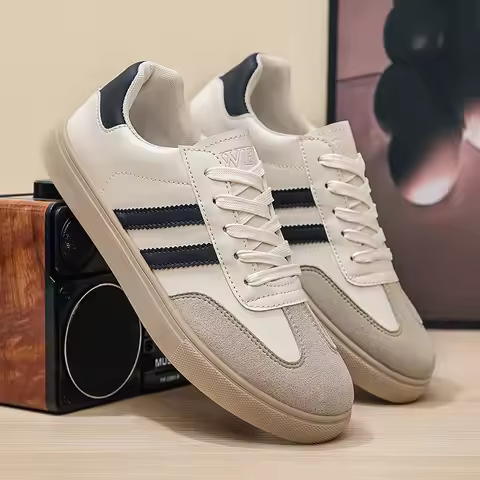 New retro men's casual sports shoes anti slip white shoes board shoes German Army Trainers shoe