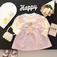 Cute Clothes for Baby Girl 1 Years Old Birthday Long Sleeved Printed Little Bear Princess Dress for Kids Girl 2-5 Years Old Wedding Sweet Dress Girls Cotton Fashion Dresses