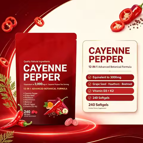 1/2/3/5 bags Cayenne Pepper With Grape Seed 3000mg Cayenne Pepper Capsules 12-in-1 Equivalent With G