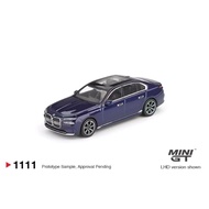 MINI GT 1/64 #1111 BMW I7 XDRIVE60 TANZANITE BLUE METALLIC COLOR