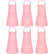 BOUBONI 6 Pack Kids Apron Bulk with 2 Pockets Adjustable Chef Art Apron Kids Painting Aprons for Coo