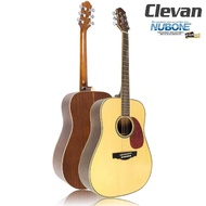 Clevan D25S กีตาร์โปร่ง 41 นิ้ว ท็อปโซลิดสปรูซ หย่องแบบ Nubone -- ใช้สาย D'addario EXP12 สายเคลือบกันสนิม -- Brown