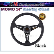 MOMO 14" Steering Wheel PU Leather Sport Steering Racing Steering Universal Car Steering