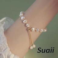 [Suaii] Adjustable Elegant Classic Pearl Bracelet with Atypical Irregular Shape A329