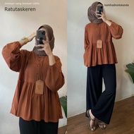 Top Balqis1224 Arina Peplum Blouse CoolAirFlow Crinkle