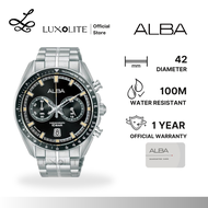 [Luxolite] Alba Signa A4B015 Chronograph Black Dial Stainless Steel Strap Men Watch A4B015X1