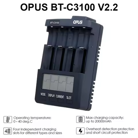 Standard Battery Charger Opus BT-C3100 V2.2 Digital Intelligent 4 Slots AA/AAA LCD Battery Charger t