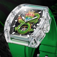 BONEST GATTI New Watch Skeleton Dragon Pattern Crystal Glass Case Men's Automatic Mechanical Watch L