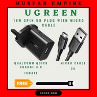 (READY STOCK MALAYSIA) UGREEN USB Charger 18W Micro USB Quick Charge 3.0 Mobile Phone Charger