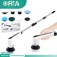 《910》ORIA Cordless Spin Scrubber Electric Cleaning Brush with 8 Replaceable Brush Heads 2 Speeds Adj