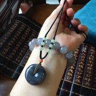 和田玉冰紫12公釐手鏈  和田玉 紫料 平安扣 吊墜套裝 料子細膩