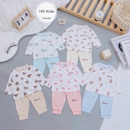 Bộ dài tay Pettit phối màu khuyu cài giữa cho bé HN Kids