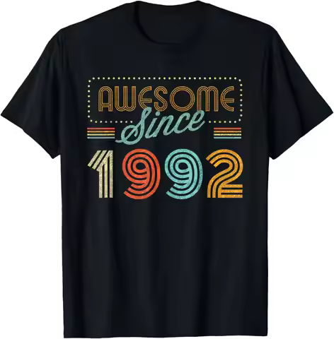 33 Year Old Gift Men Women Vintage 1992 33th Birthday Retro T-Shirt Custom Printed Graphic T Shirts