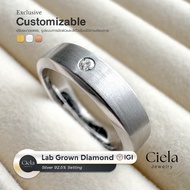 Ciela Jewelry Plain Ring/Knife Sheath With Lab Grown Diamond (CVD) 0.03 CT | Silver92.5 Rhodium Plat