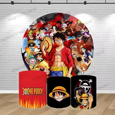 One Piece Round Cover Boys Birthday Party Decoration Monkey D. Luffy Shanks Cylinder Cover One Piece