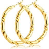 14k Gold Hoop Earrings for Women 14K Gold Earrings Fried Dough Twists Earrings for Women Trendy Hypo