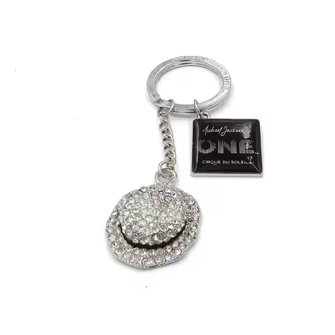 Commemorate King of Pop Michael Jackson MJ Hat with crystal and Logo Stereo Metal keychain fashion j