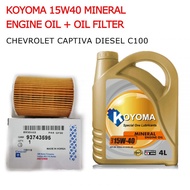 CHEVROLET CAPTIVA  DIESEL C100 OIL FILTER + KOYOMA 15W40 MINERAL ENGINE OIL