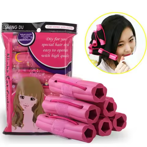 6Pcs Self-adhesive Hair Curler DIY Wavy Hair Rollers Soft Flower Shape Magic Foam Sponge Hair Curlin