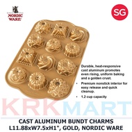 NORDIC WARE GOLD CAST ALUMINIUM BUNDT CHARMS L11.88xW7.5xH1