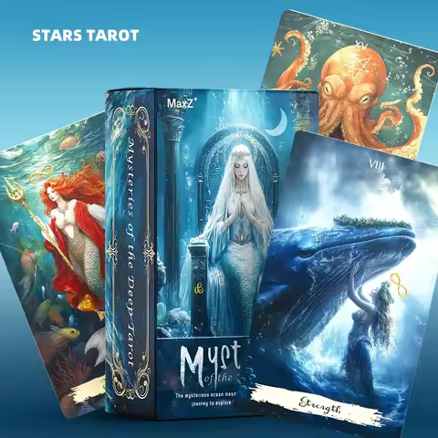 2025 New Beginner 12x7cm Tarot Cards Rider Waite 78 Genuine Professional Mermaid Tarot Deck with Gui