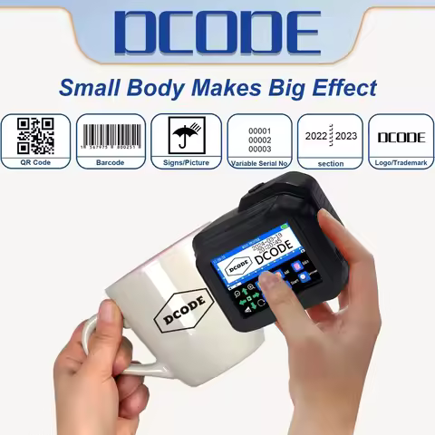 DCODE DC98 Mini Portable Inkjet Printer 12.7mm Handheld Thermal Inkjet Printer QR Barcode Counter Lo